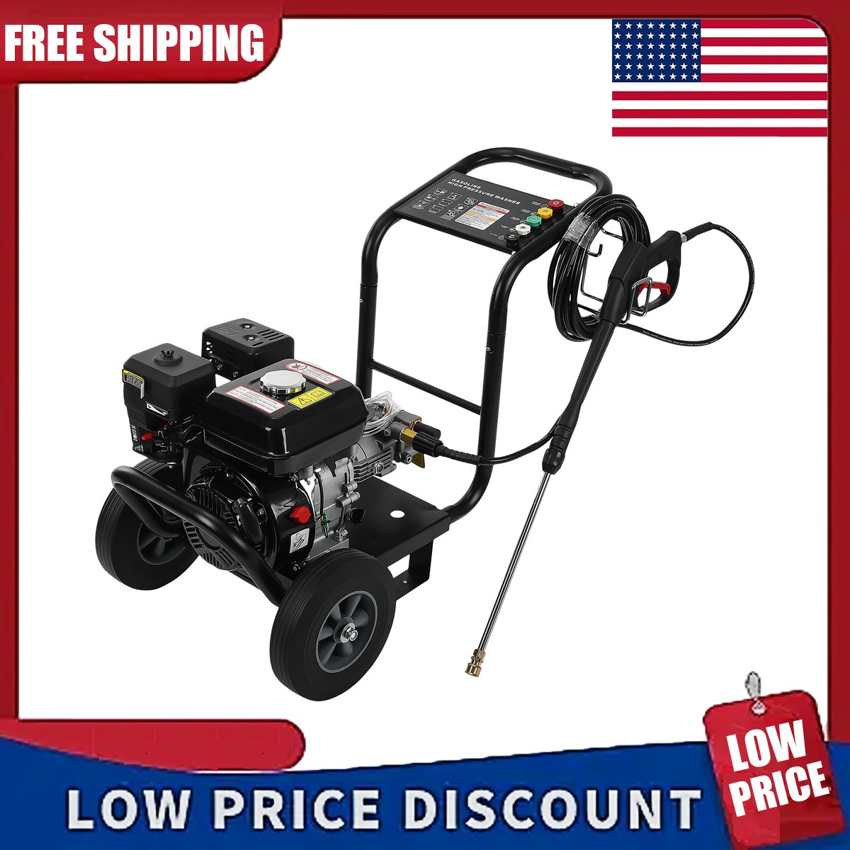 PETROL PRESSURE WASHER 240 BAR 212cc Cold Water Spray Gun 5 Nozzles For Cars