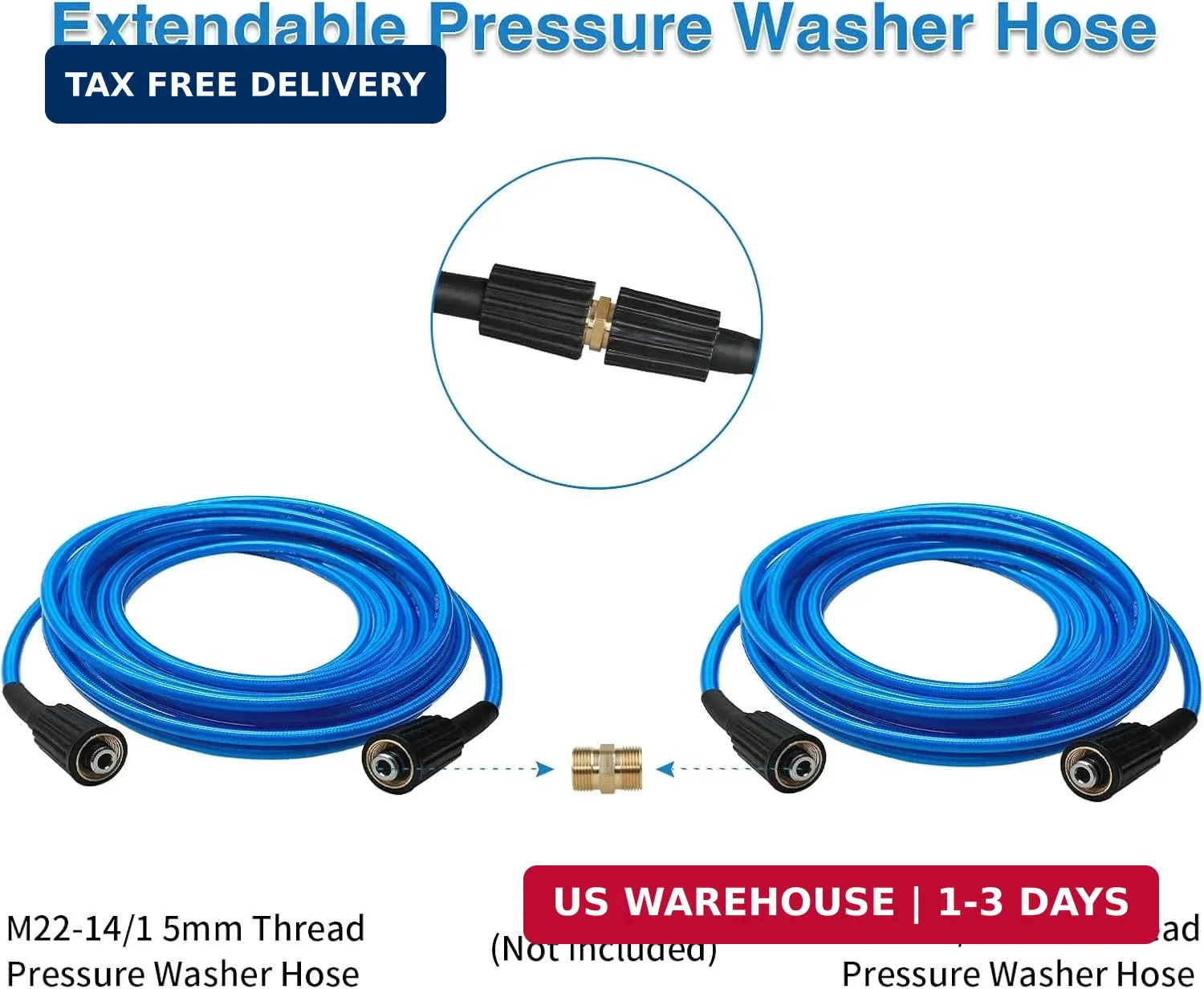 Pressure Washer Hose 25 FT 1/4 Inch, Kink Resistant Power Washing Extension Hose