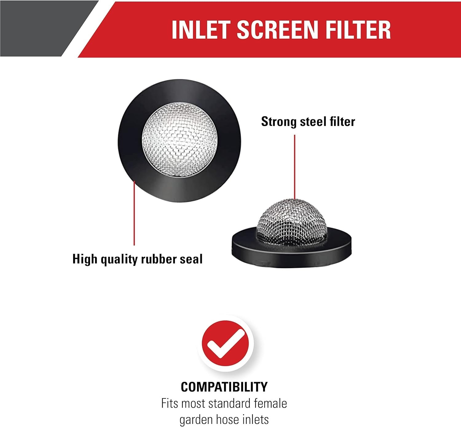 Inlet Screen Filter with Gasket for Pressure Washer Pumps – 3/4″ & 1/2″ Compa…