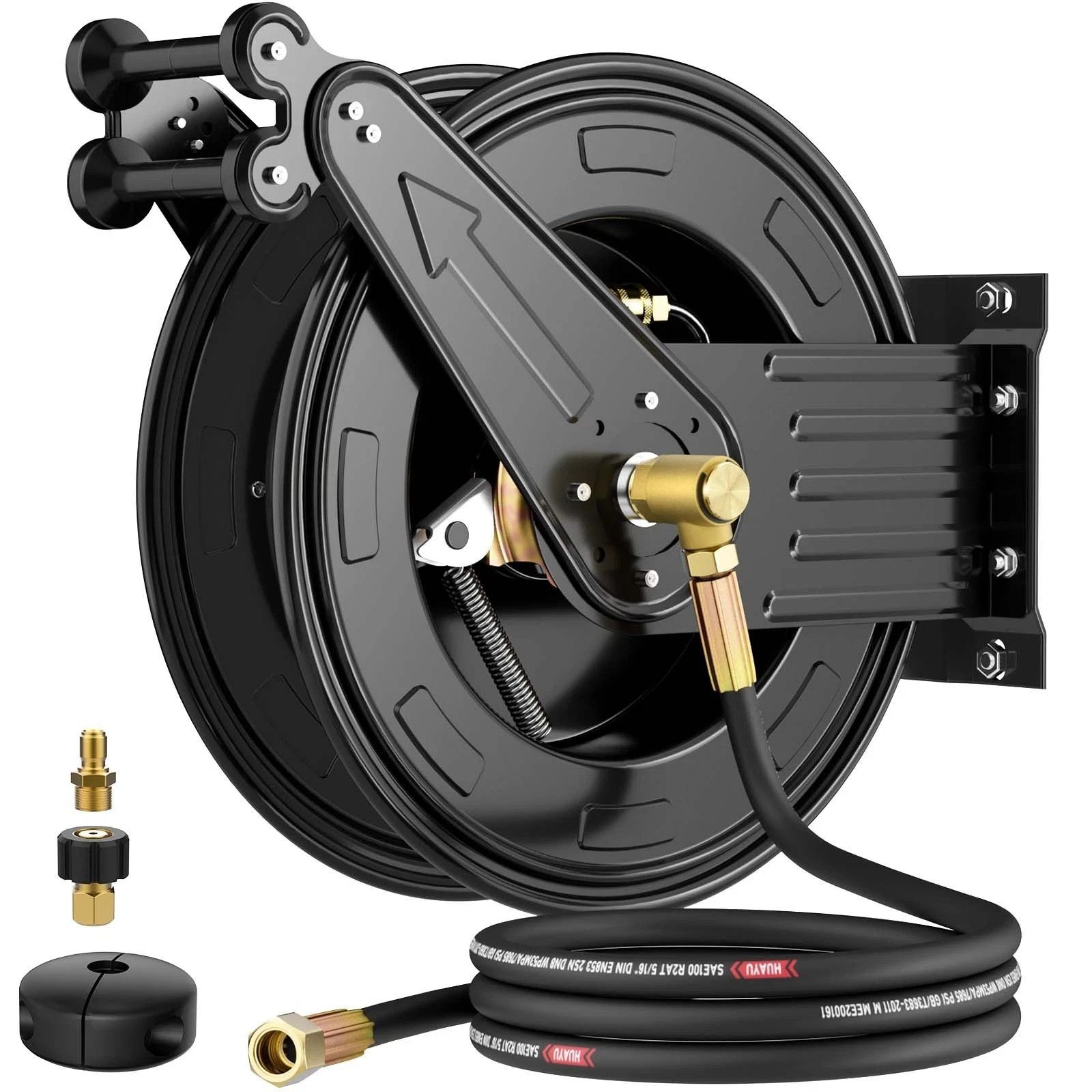Pressure Washer Hose Reel, 3/8 in x 50 ft Retractable Pressure Washer Reels