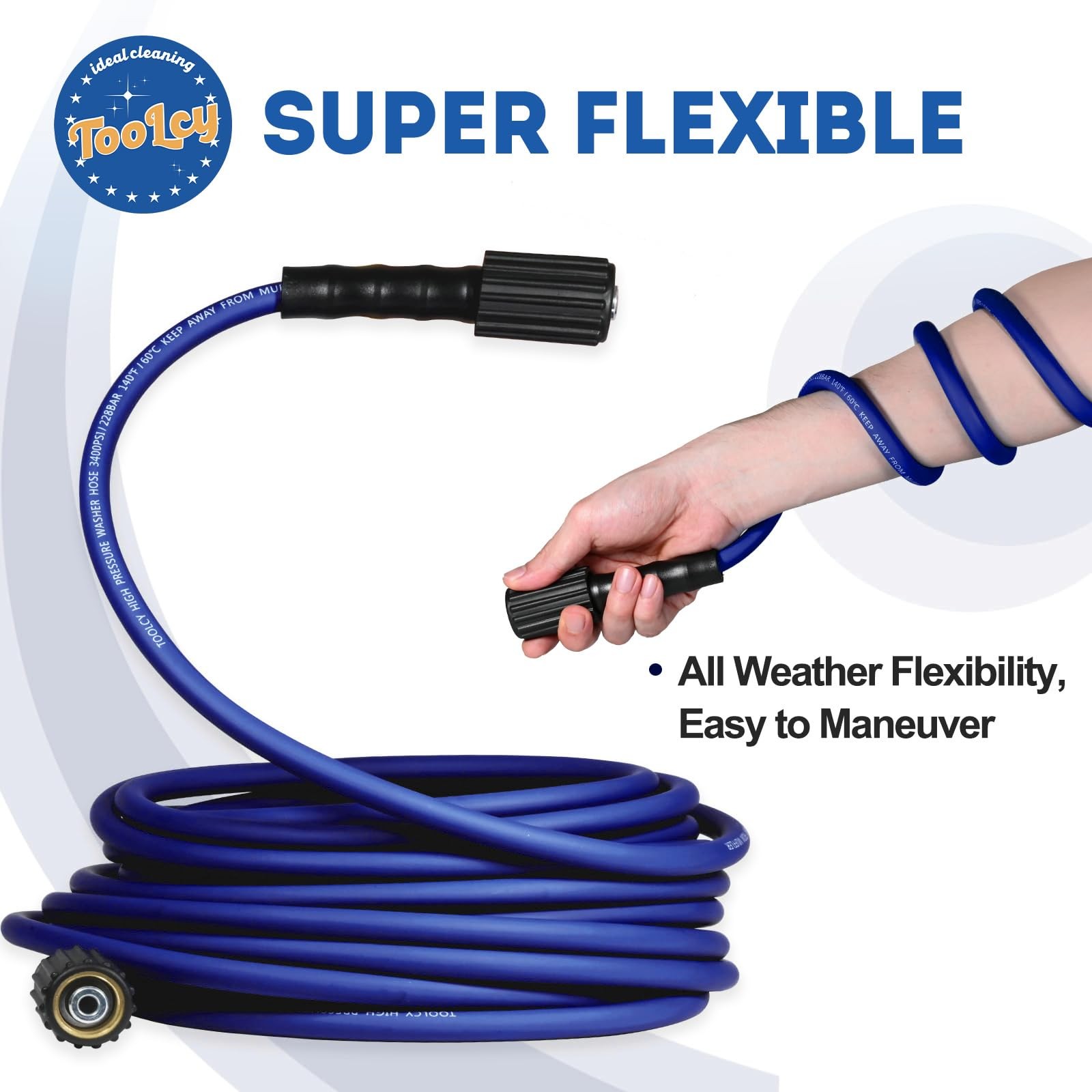 TOOLCY PVC pressure washer hose 50ft 3400 PSI