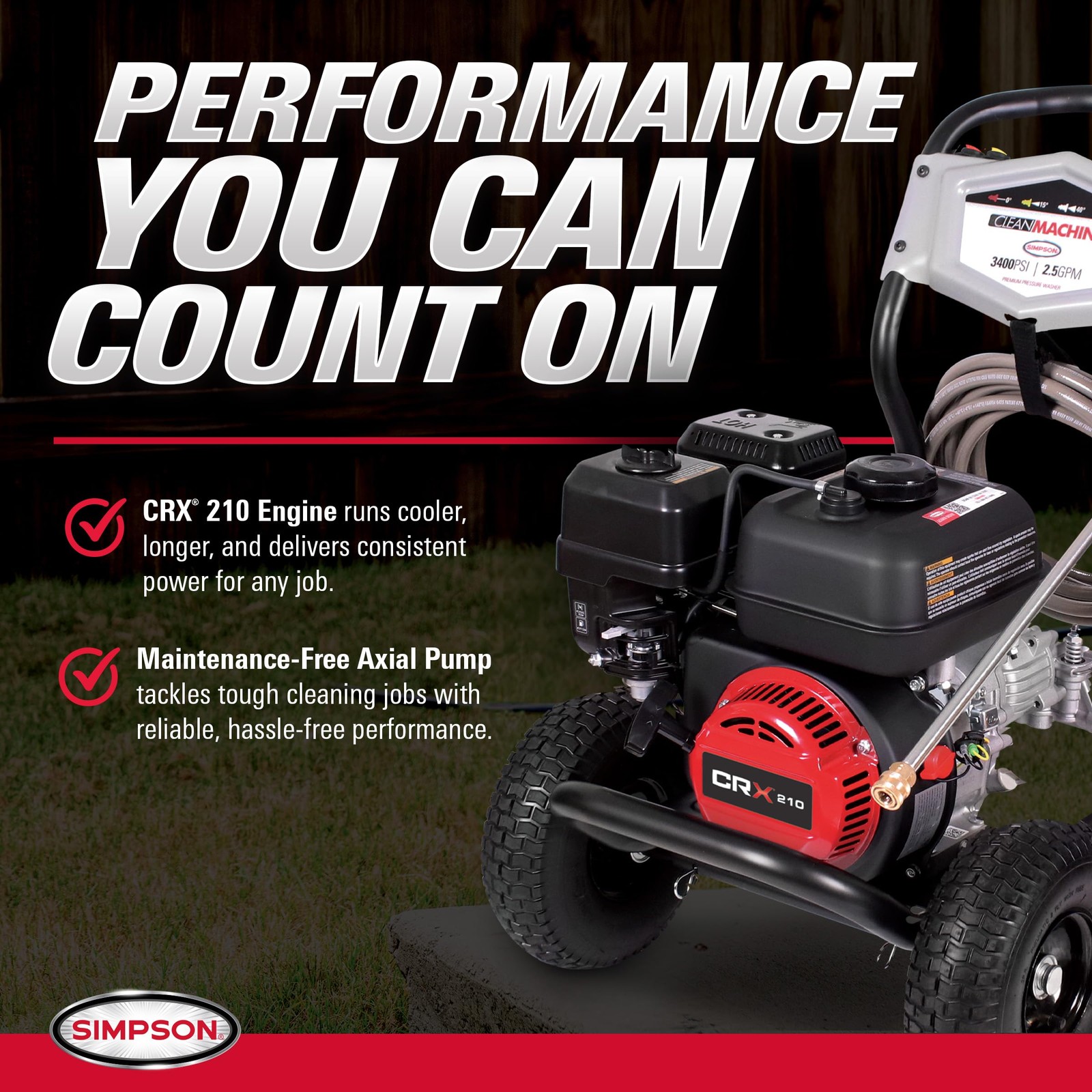 Simpson 3400 PSI Gas Pressure Washer, 2.5 GPM Residential Power Washer, Cold …