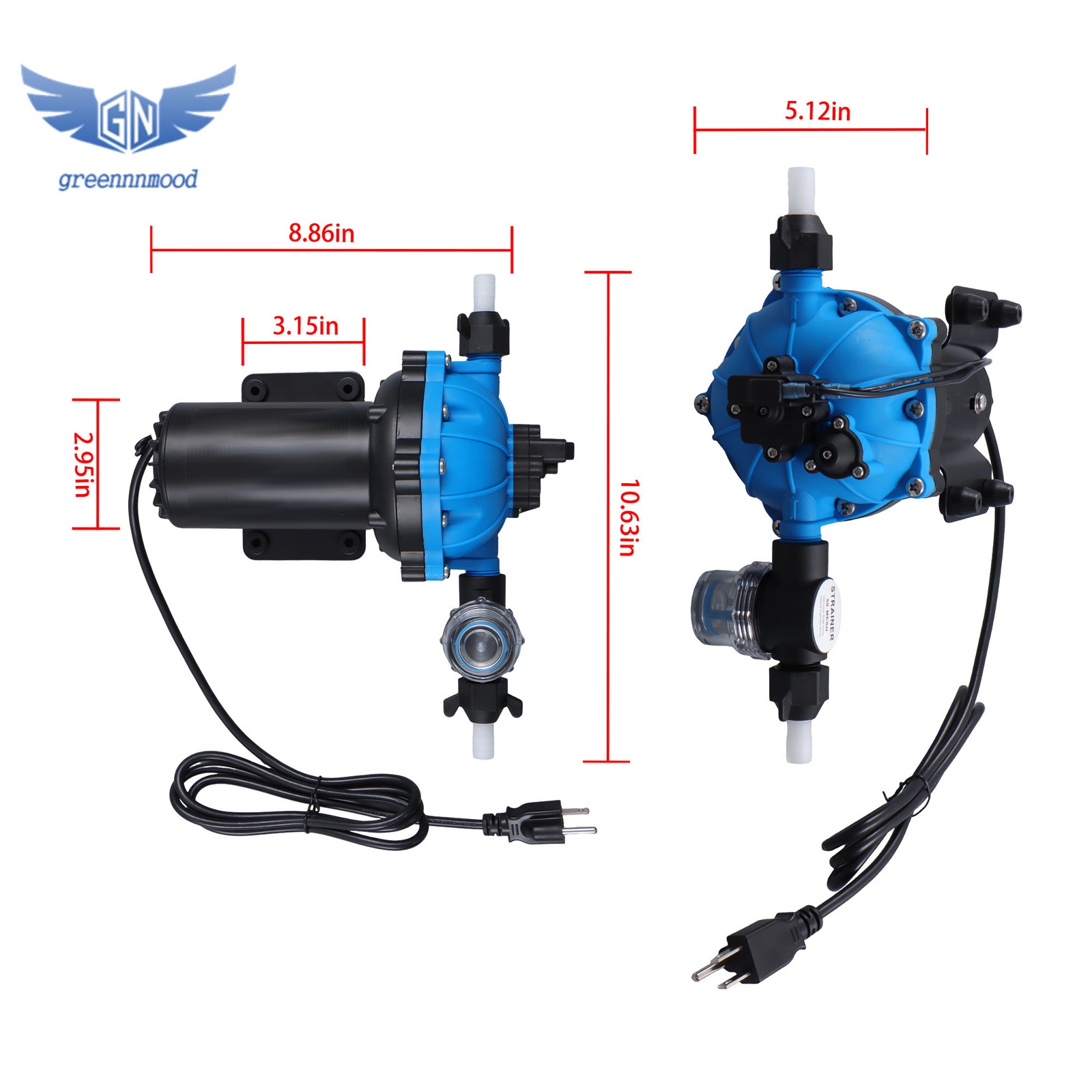 Water Pressure Booster Diaphragm Pump 5-chamber 110V AC for House 80PSI 6GPM