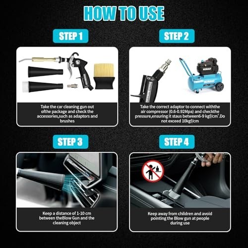Tornado Detailing Car Cleaning Gun with Metal Nozzle | Interior Drying Air Gun |
