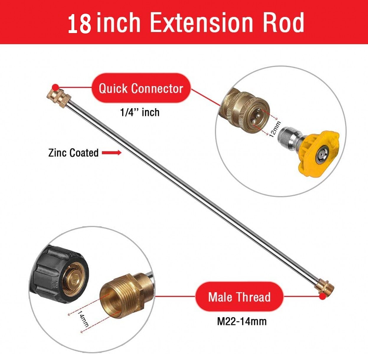 4000PSI High Pressure Car Power Washer Spray Gun Wand Lance Nozzle Tips Hose Kit