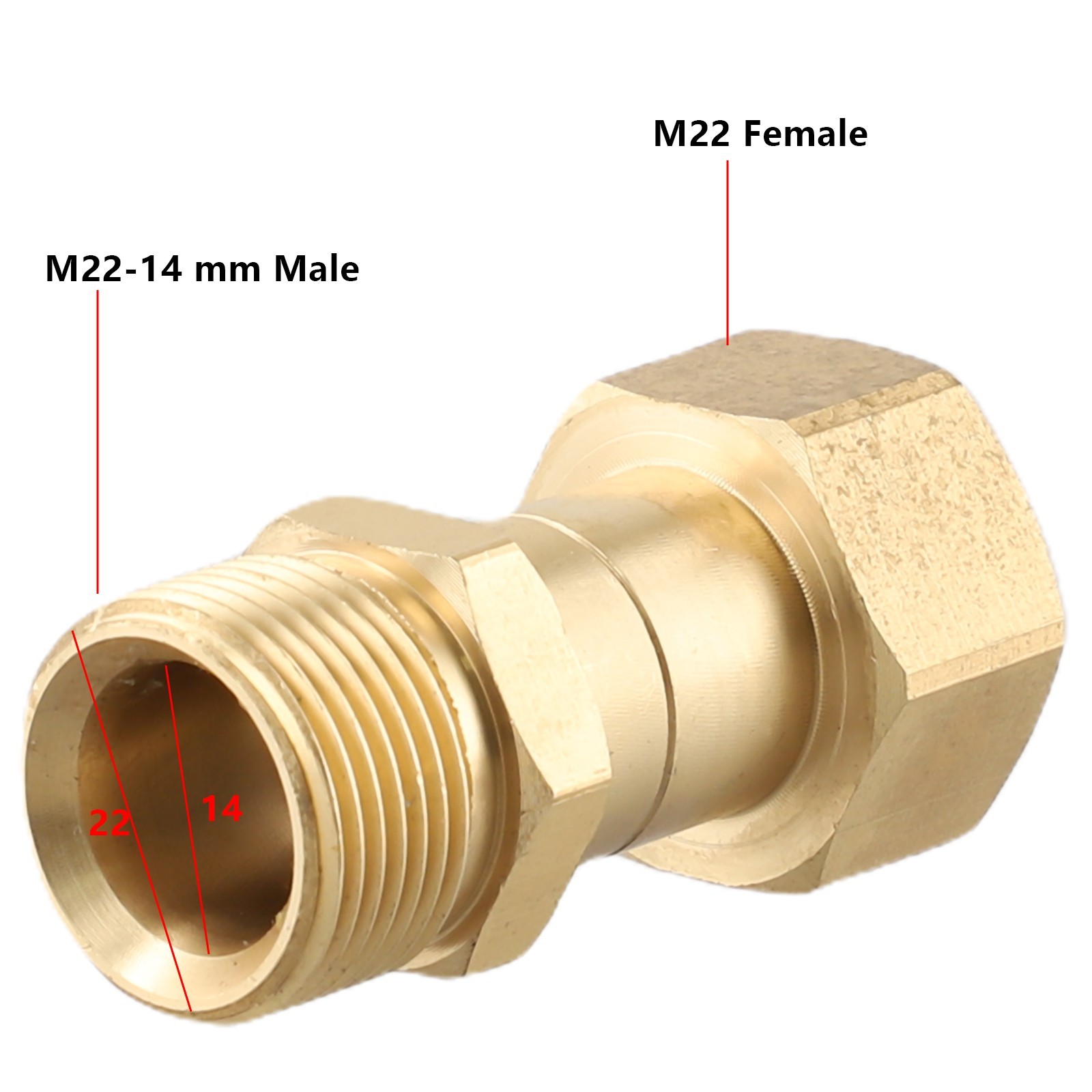 M22 14mm ADAPTER / COUPLER For Power Pressure Washer Water Pump Hose Fittings