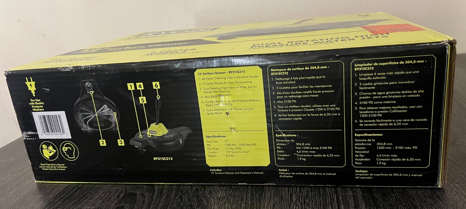 RYOBI 12” Surface Cleaner RY31SC312 FAOR Electric pressure washer