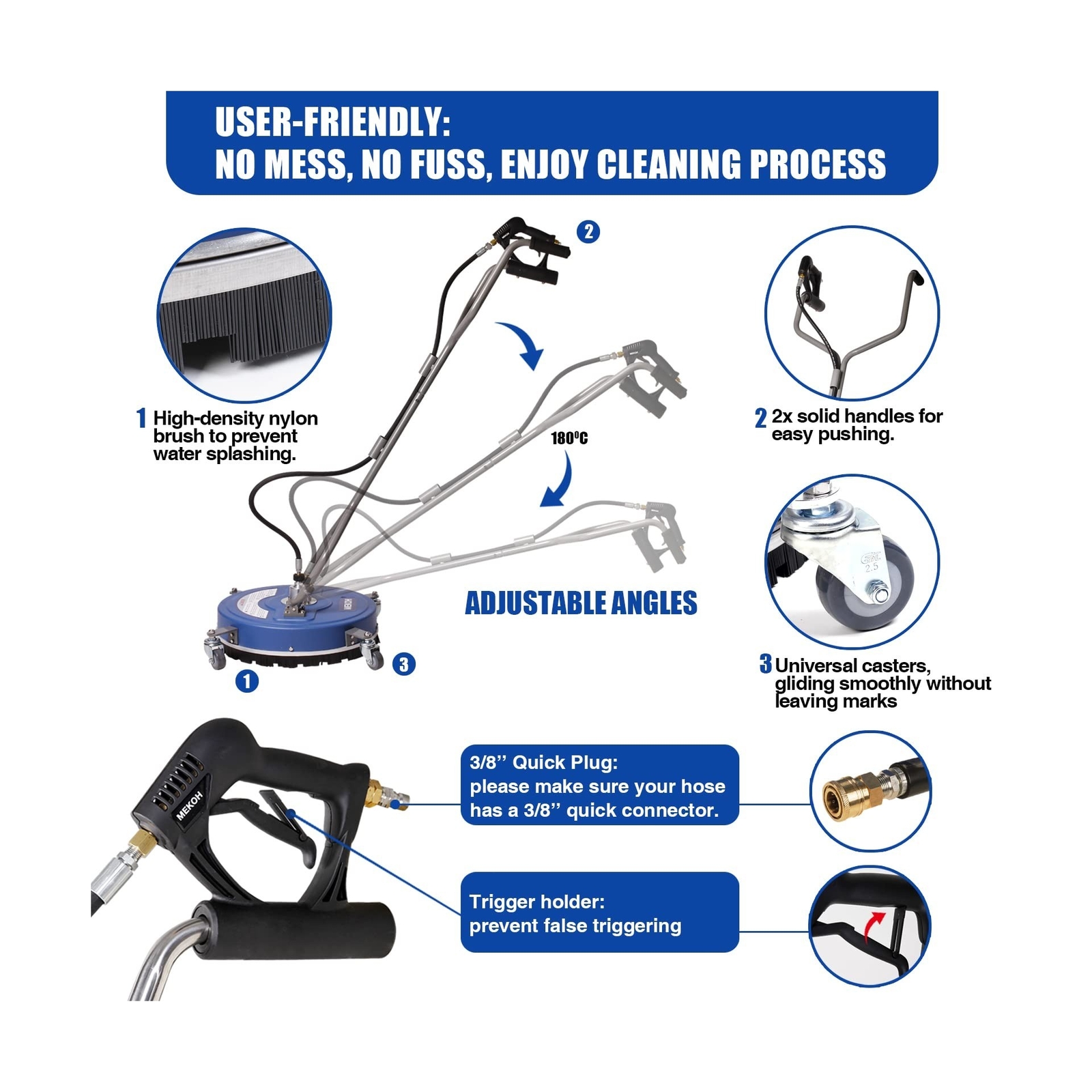 Pressure Washer Surface Cleaner 20”, 4500PSI Power Washer Surface Cleaner At…