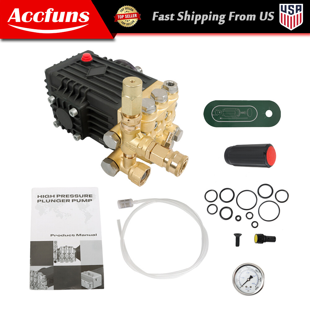 Pressure Power Washer Pump 24mm Solid Shaft 3600 PSI 4.9GPM Belt Drive New
