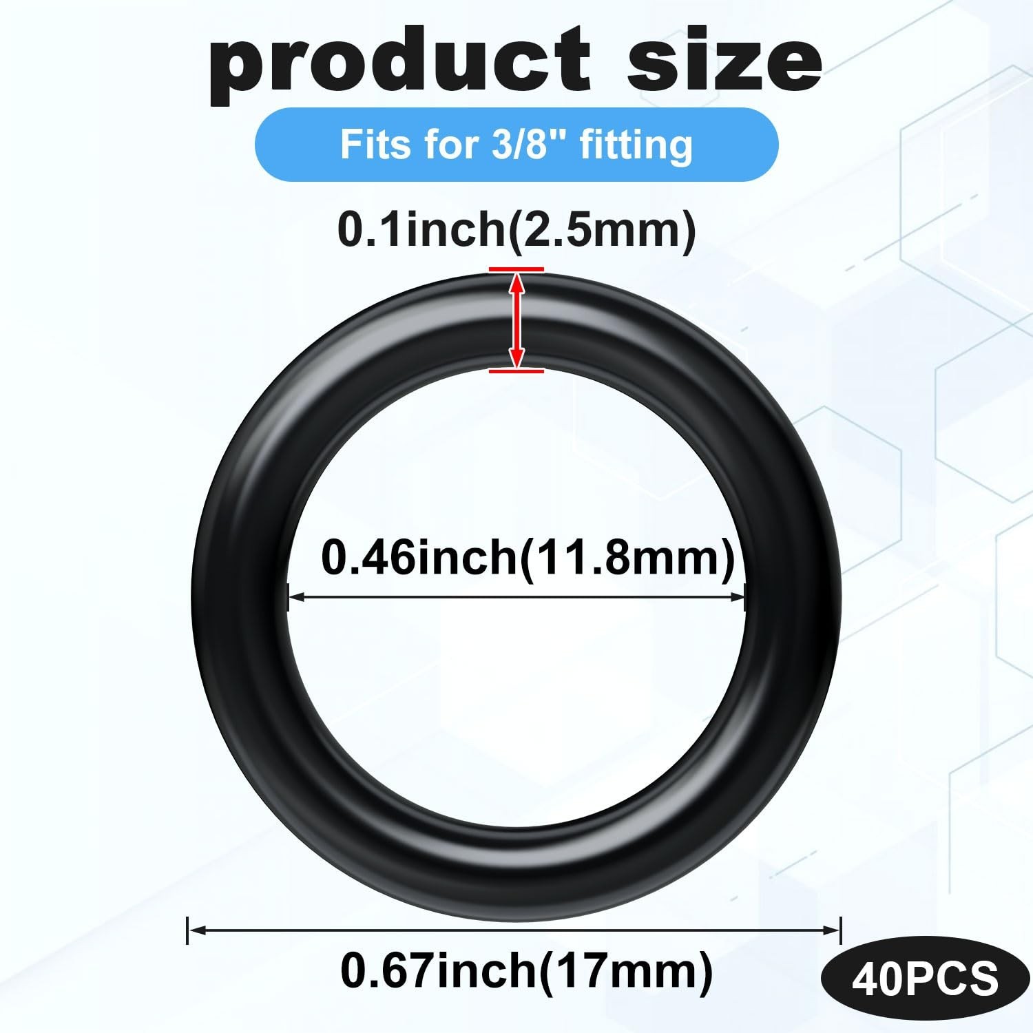 40 Pack O-Rings Power Pressure Washer Replacement for 3/8″ Quick Connect Coup…