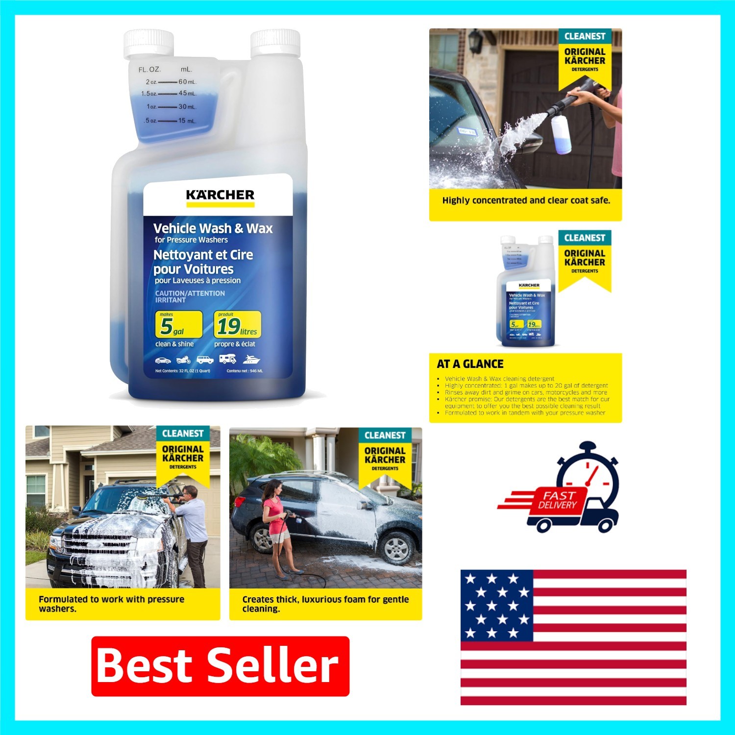 Professional Pressure Washer Car Wash Soap – 32 Fl Oz, Cleans Multiple Surfaces
