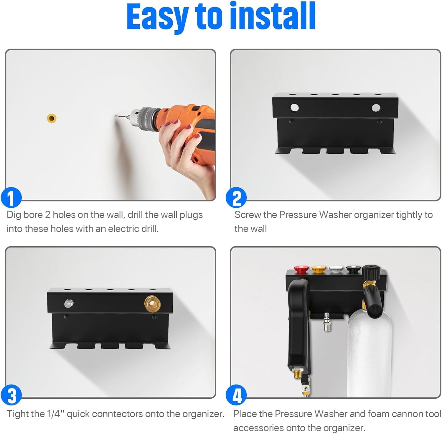 Pressure Washer Gun Holder, Power Washer&Snow Foam Cannon Quick Disconnect To…