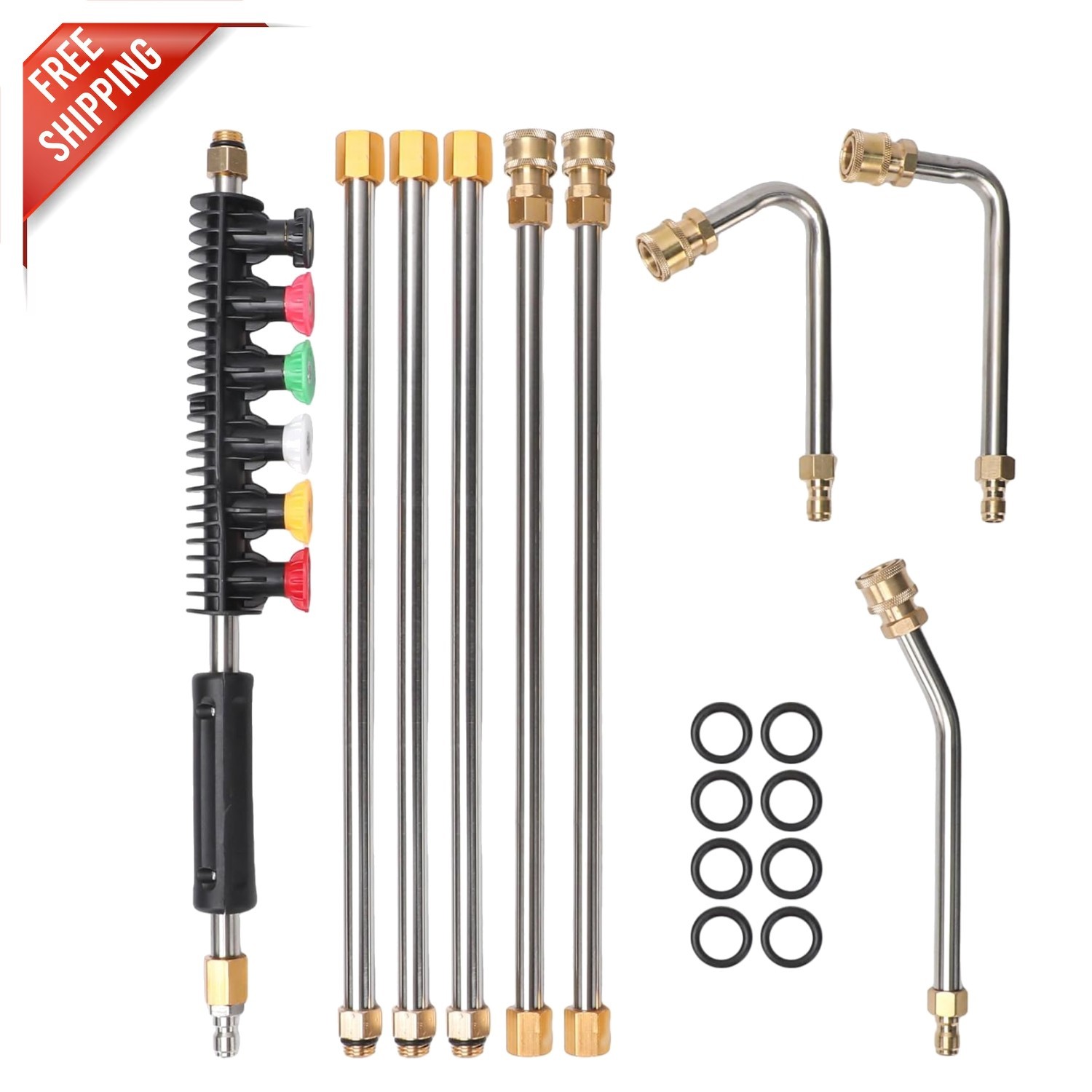 Versatile 9-Pack Pressure Washer Wands with Stainless Steel & 4000 PSI Capacity