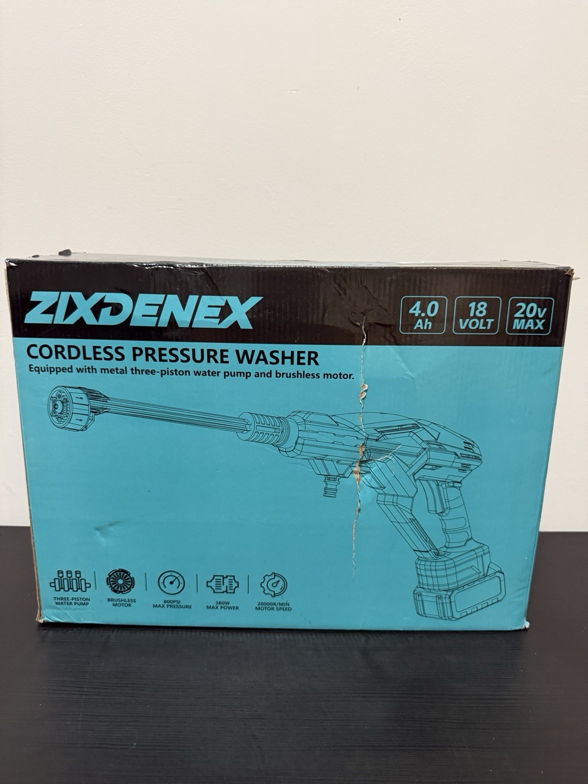 ZIXDENEX Cordless Pressure Washer 20V 4.0Ah Portable Power Cleaner Kit Open Box