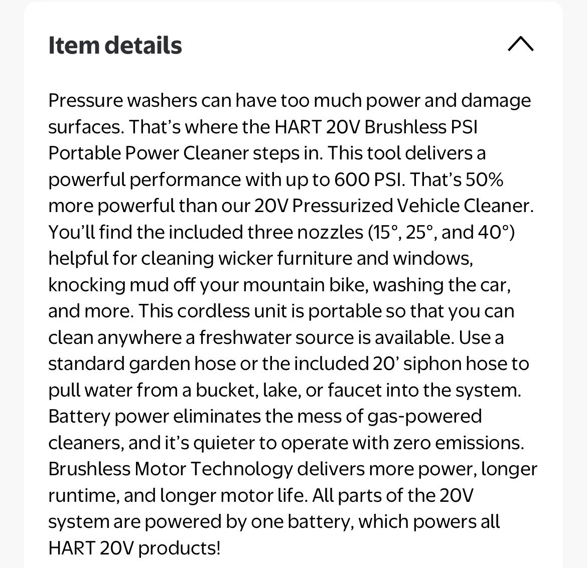 Hart Brushless 600 psi Portable Power Washer