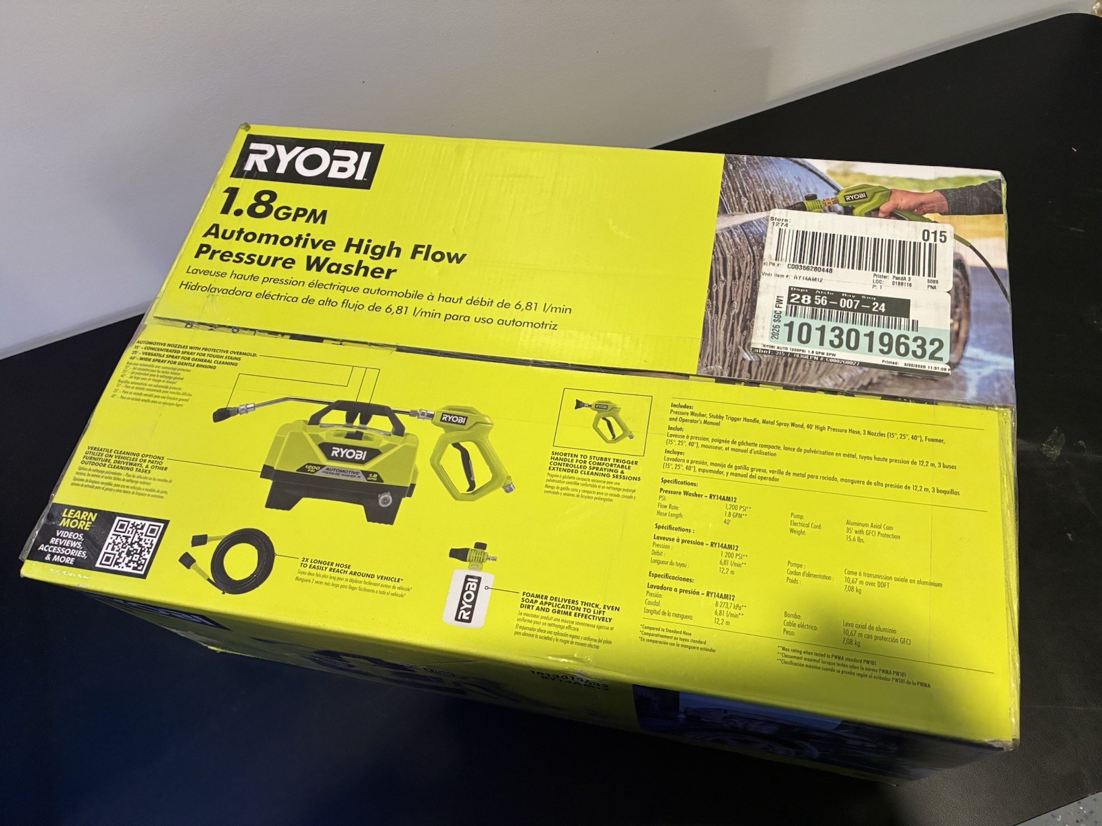 RYOBI RY14AM12 1200 PSI 1.8 GPM High Flow Pressure Washer w/ Foamer