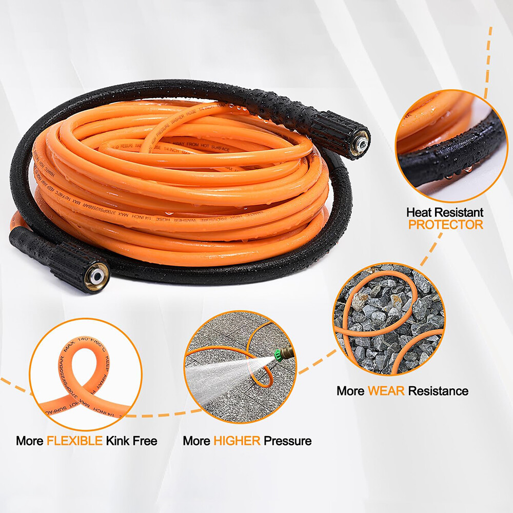 YAMATIC Pressure Washer Hose Wear-Resistant Kink Free Power Washer Hose 1/4″ M22