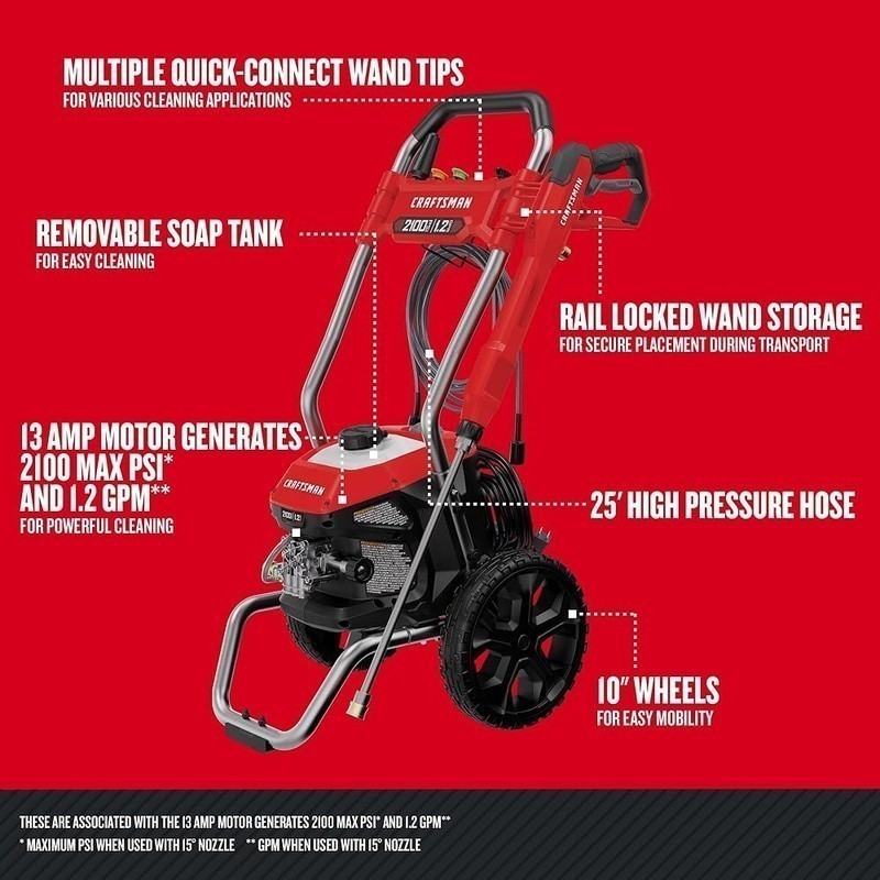 Powerful 2100 PSI Electric Pressure Washer W/ Integrated Soap Tank 25ft Hose New