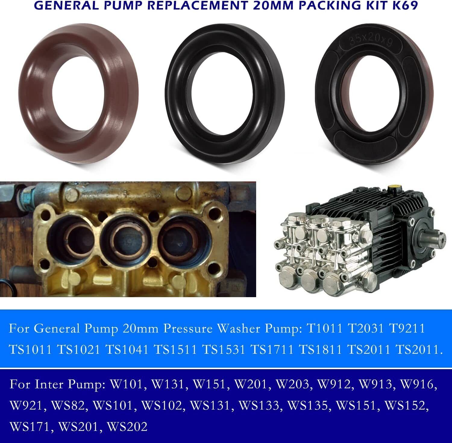 General Pump Kit 69 Packing Kit 20mm for GP K69 Interpump TS2010 TS1511 47series