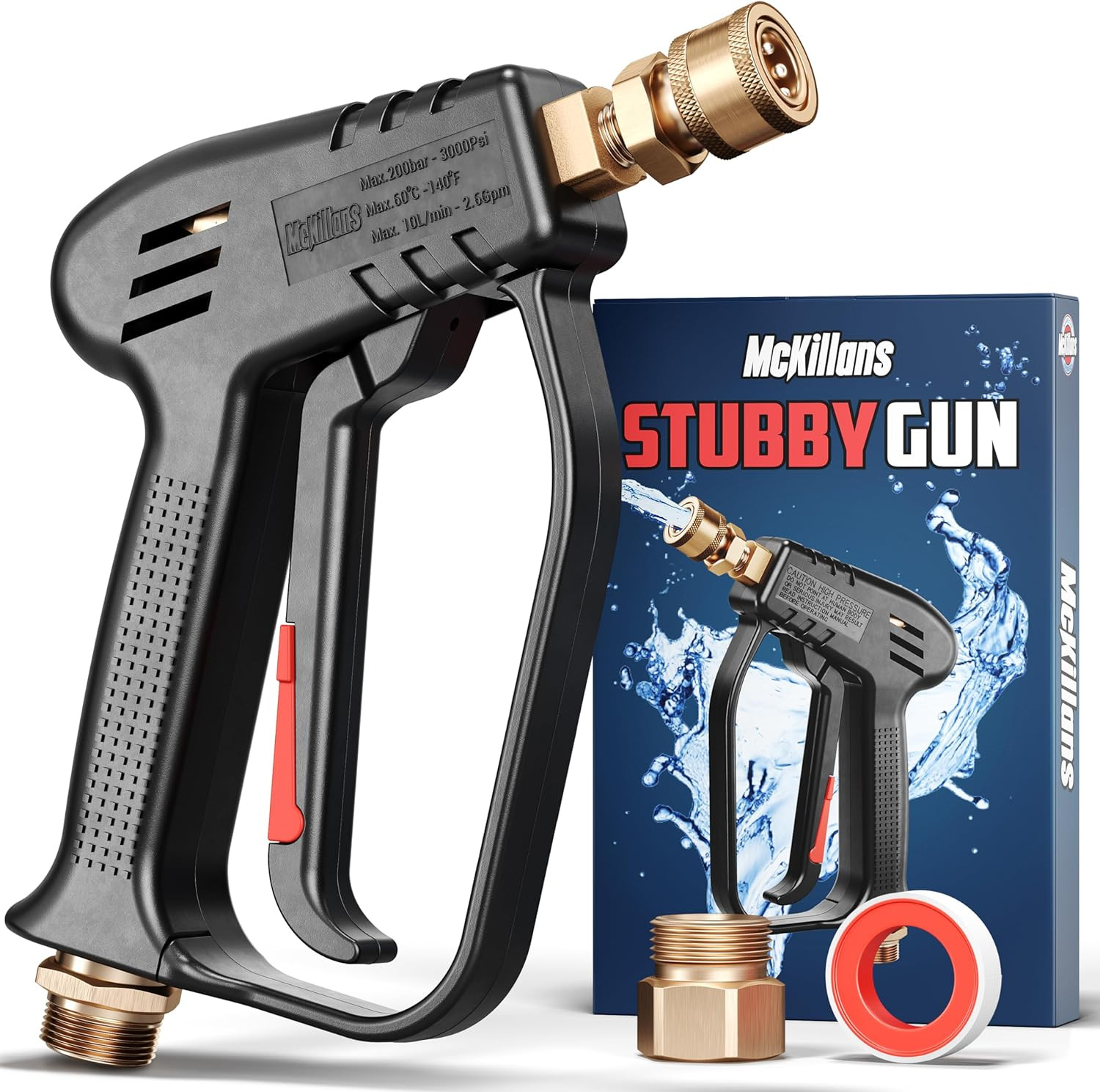 Mckillans® Short Pressure Washer Gun with Replacement M22 Inlet – High Pressure