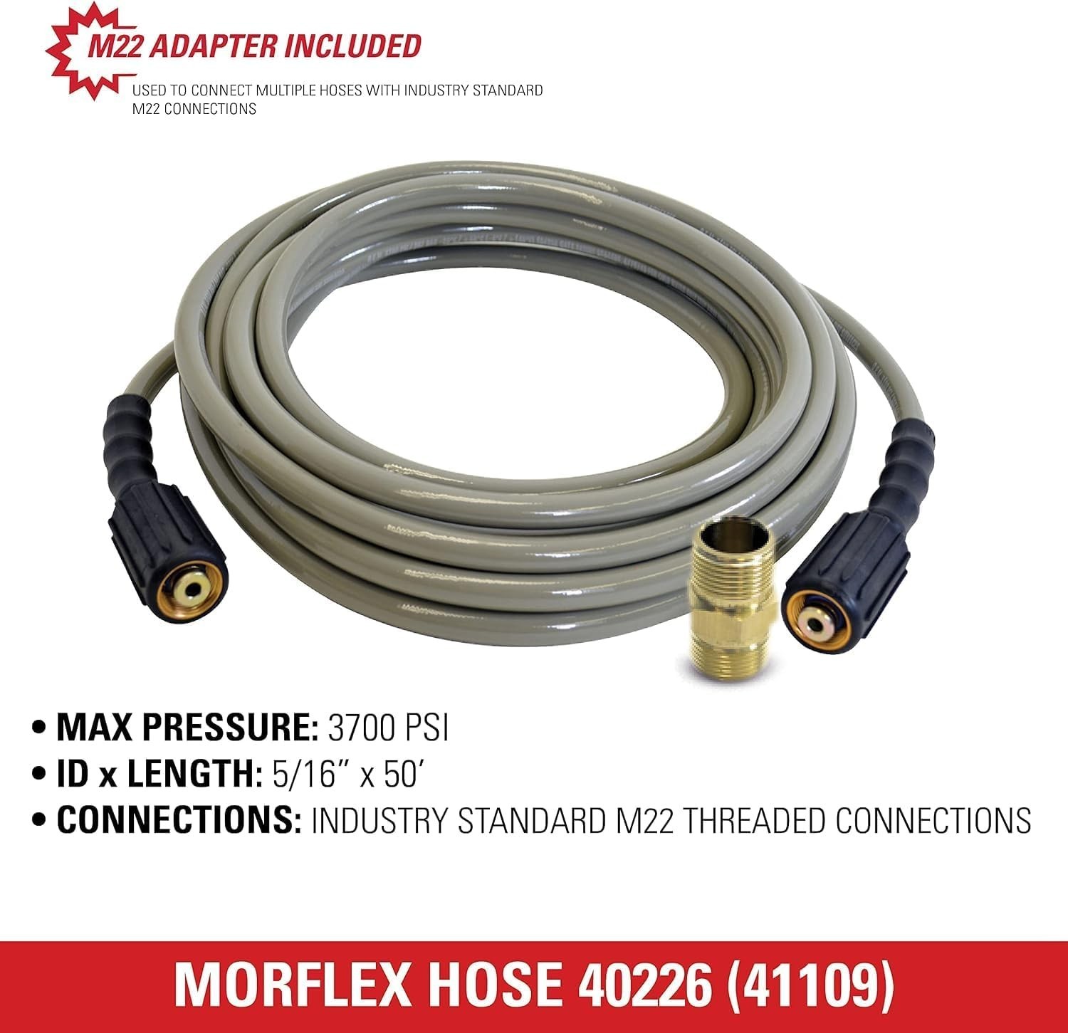 Cleaning 40226 Morflex Series 3700 PSI Pressure Washer Hose, Cold Water Use, …
