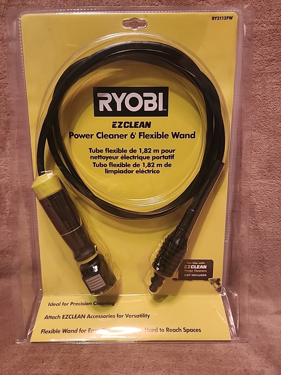 RYOBI EZCLEAN Power Cleaner 6′ Flexible Wand RY3112FW quick connect system