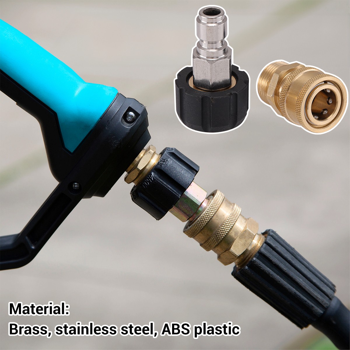 4PCS Pressure Washer Adapter Set Quick Disconnect M22 Swivel to 3/8” Connect