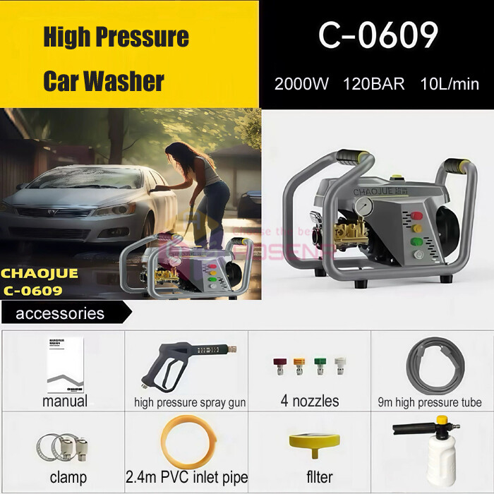 2KW High Pressure Cleaning Machine Water Spray Gun Electric Car Washing Machine