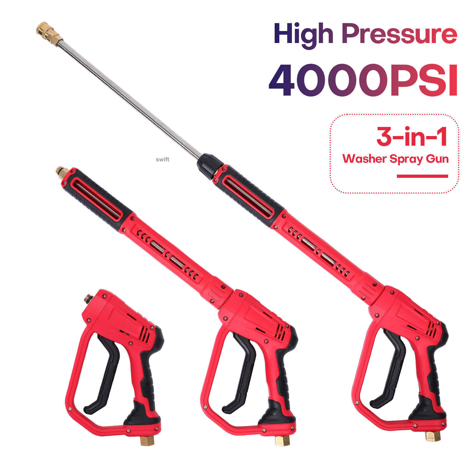 High Pressure 4000PSI Car Power Washer Gun Spray Wand Lance Nozzle and Hose Kit