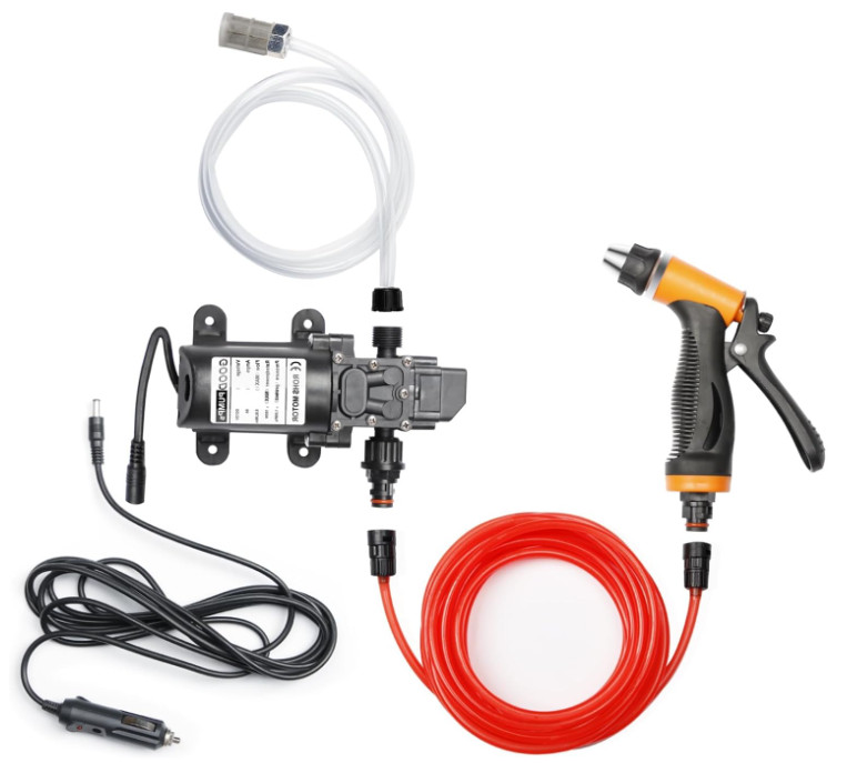Lavadora portátil eléctrica 12V, 160 PSI, 100W, con manguera larga para uso domé