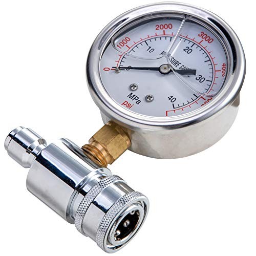 Pressure Washer Gauge, 6000 PSI, 3/8 Inch Quick Connect, Pressure Gauge for