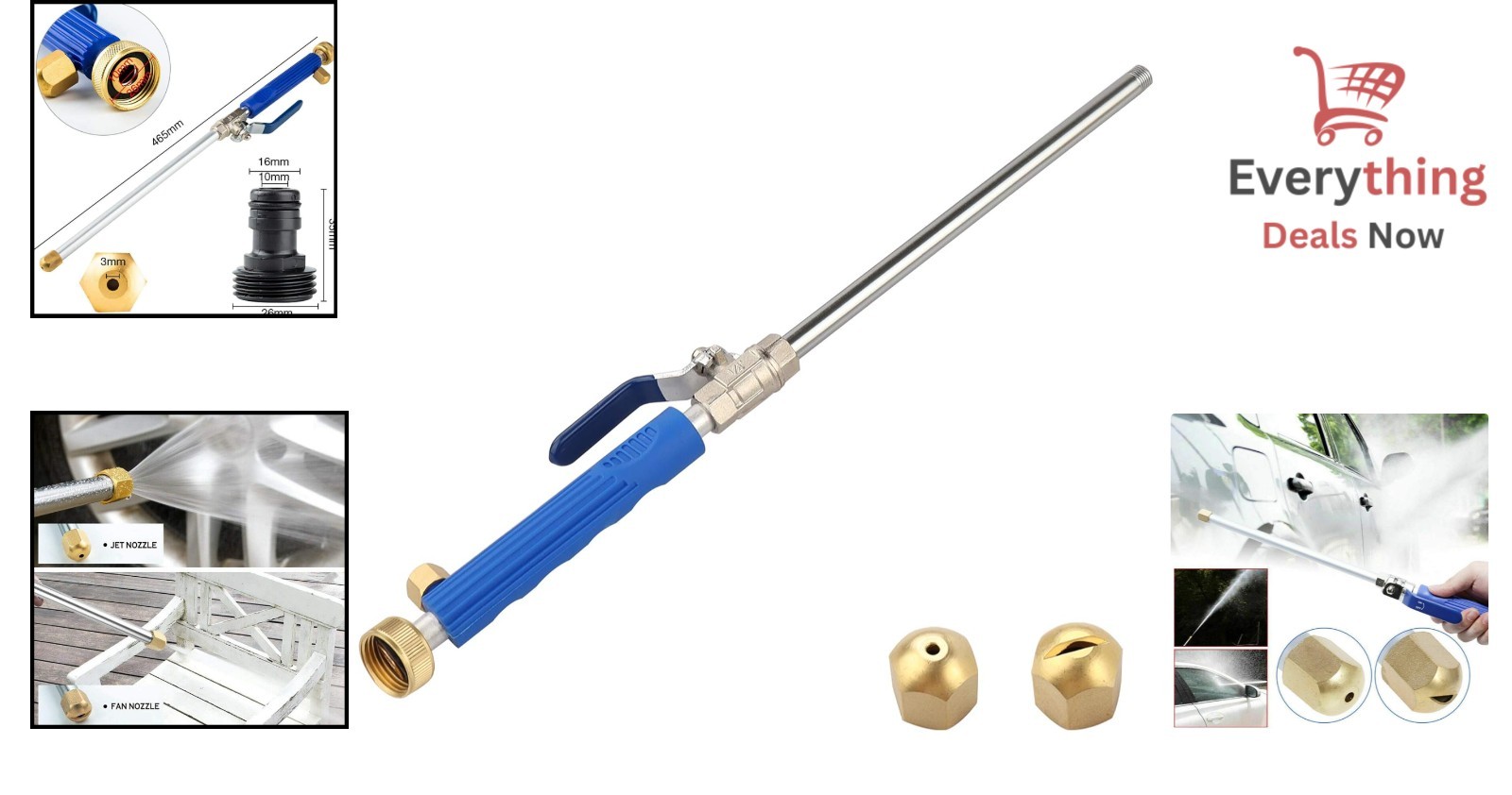 High Pressure Power Washer Wand – Hydro Jet Nozzle with Dual Spray Tips 18 inch