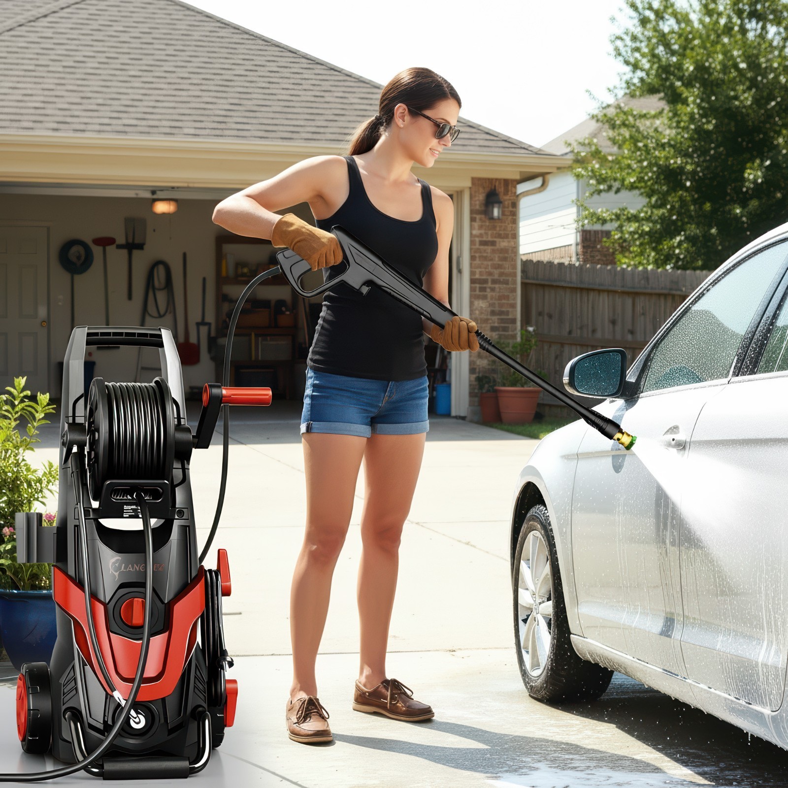 5000PSI High Pressure Washer, IPX5 Electric Power Washer W/ 500ml Foam Cannon,