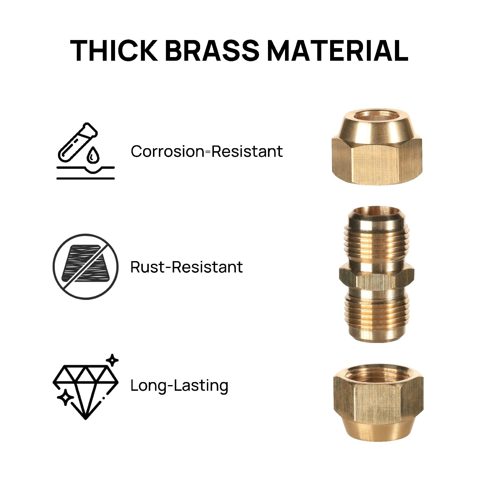 Copper Pipe Connector Brass 1/4 5/8 Inch Tube Coupler No Weld HVAC AC Line