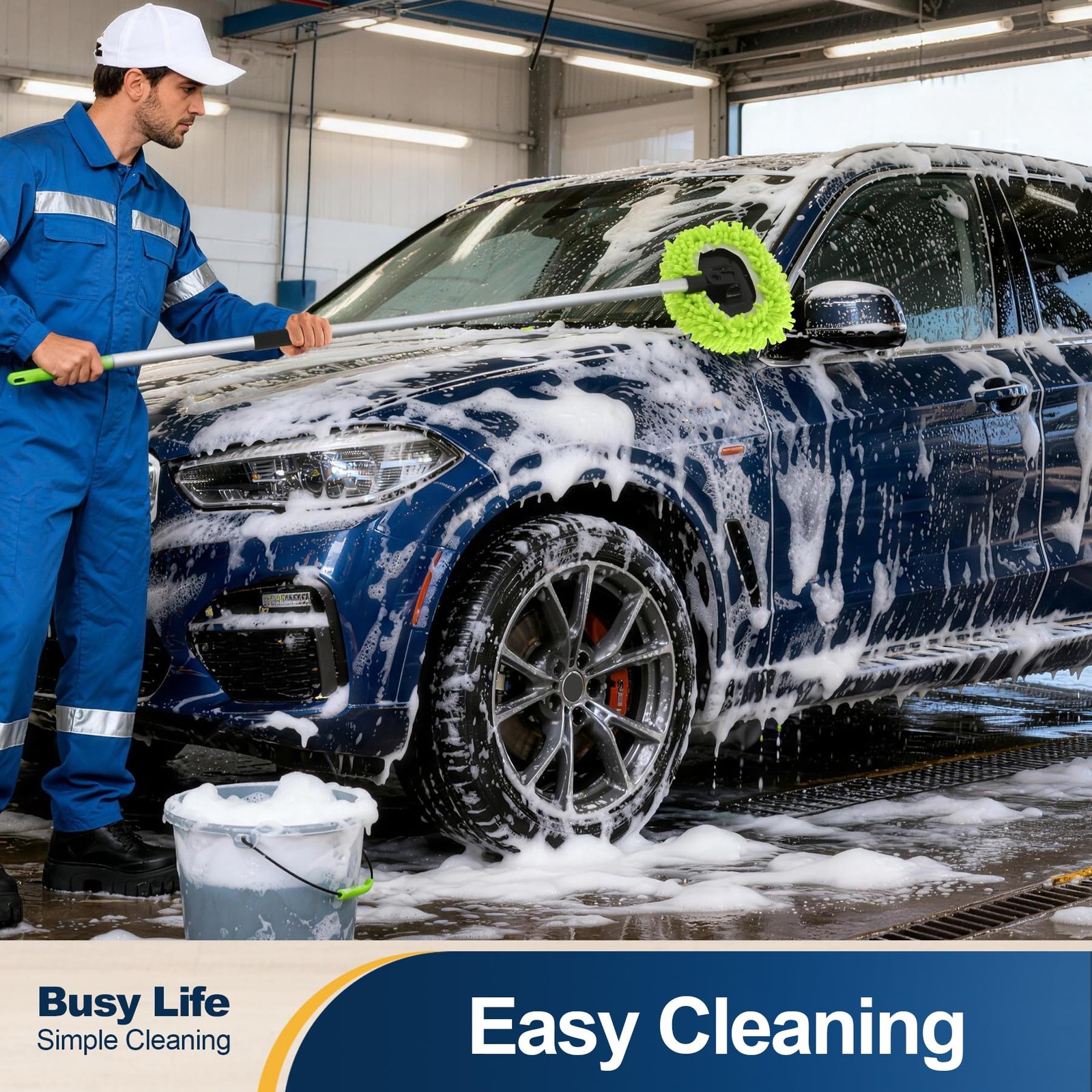 Car Wash Brush Kit Chenille Microfiber Car Wash Mop Mitt with Long Handle Scr…