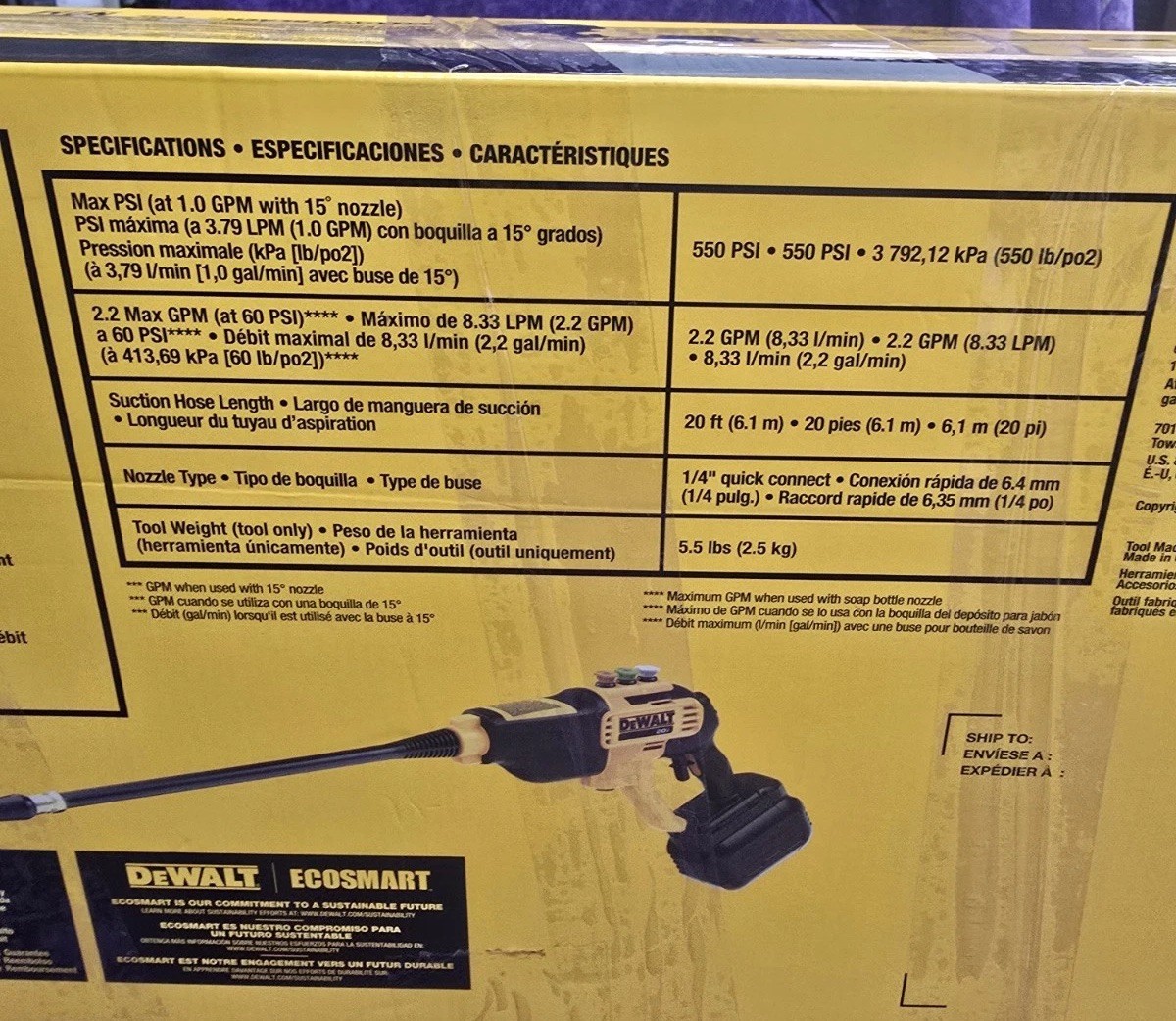 💥BRAND NEW SEALED💥DEWALT DCPW550B 20V 550 PSI POWER CLEANER PRESSURE WASHER