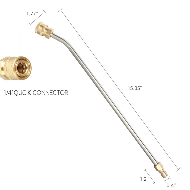 High Pressure Washer Gutter Rod 4000 PSI 1/4 Inch Quick Connect Brass Stainless