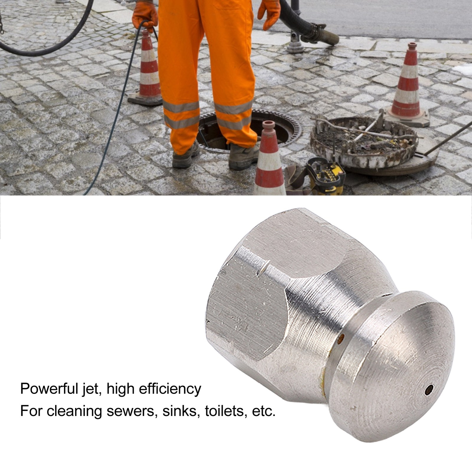5000PSI 6 Holes G3/8in High Pressure Washer Nozzle Pipe Dredging Cleaning Nozzle