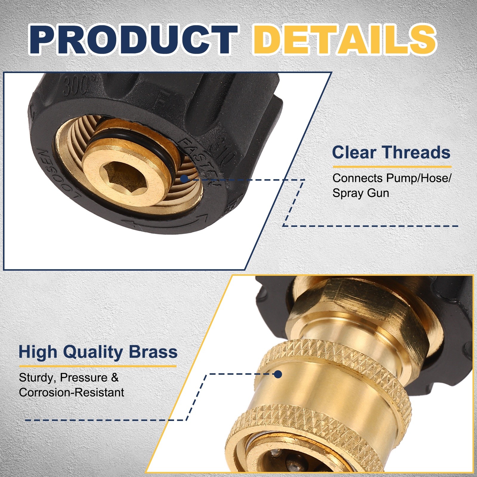 Pressure Washer Adapter M22 14mm Female to 1/4″ Female Quick Plug Brass Fitting