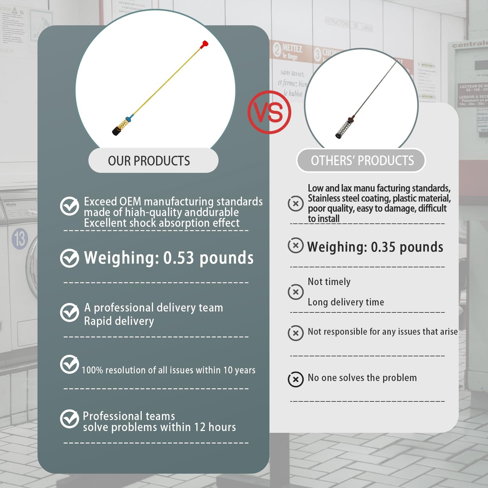 Washer Suspension Rod 27.6in For Samsung Top Loaders Heavy Duty Shock Absorber