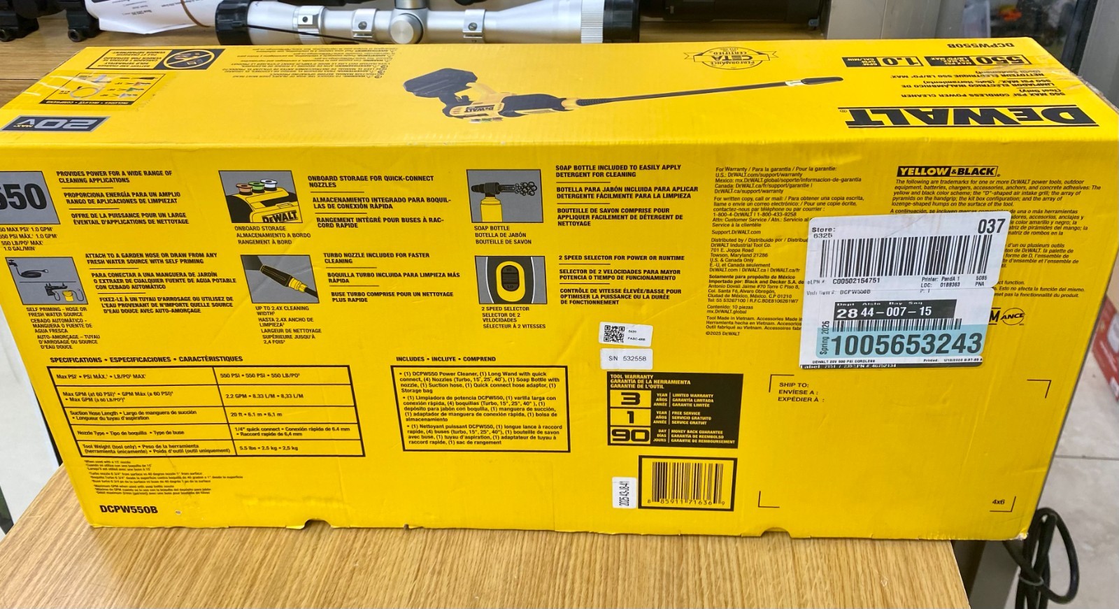DEWALT DCPW550B 20V MAX Cordless Power Cleaner 550 PSI Brand New Tool Only