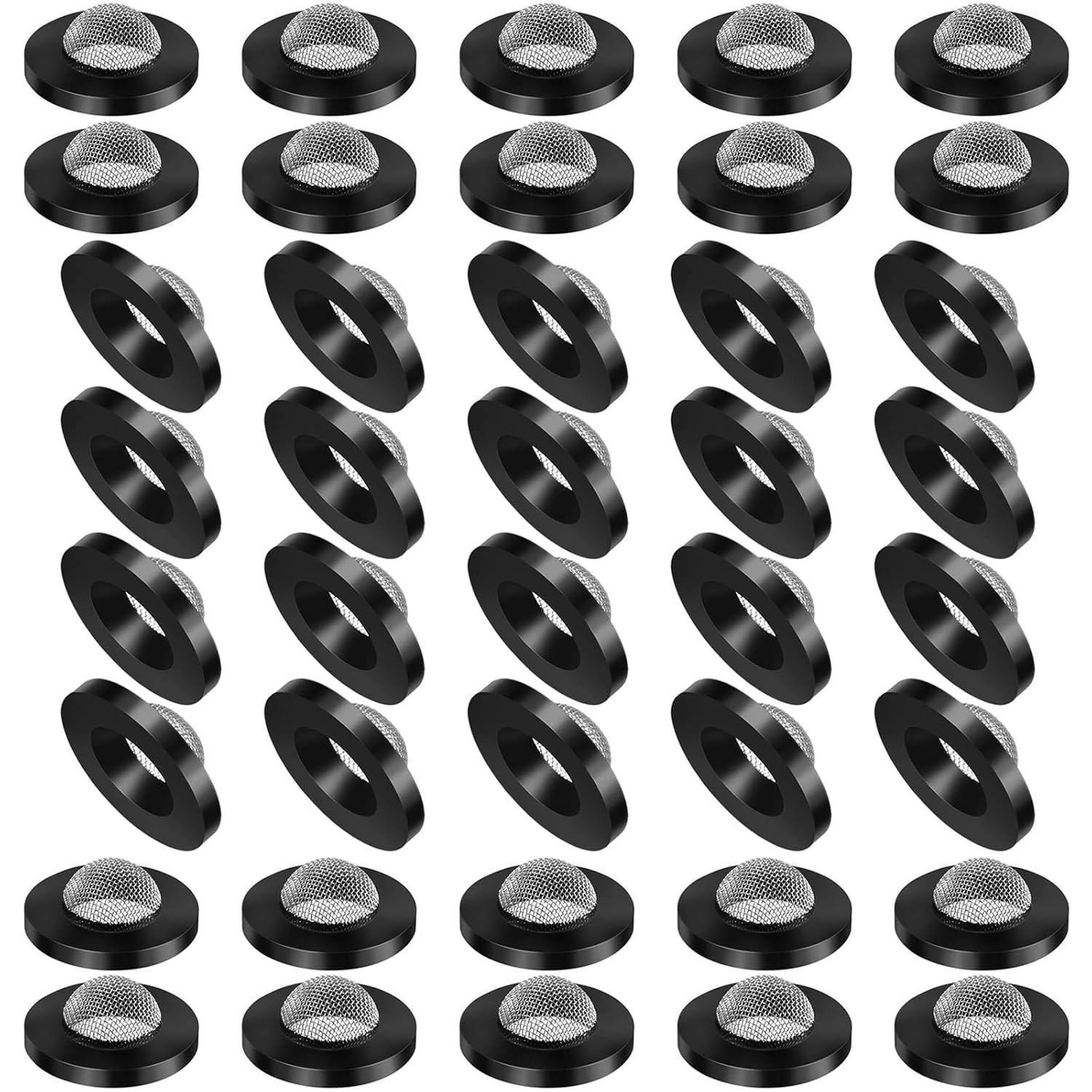 40 Pcs Hose Washer with Screen Filter Washers Stainless Steel & Black Rubber Fil