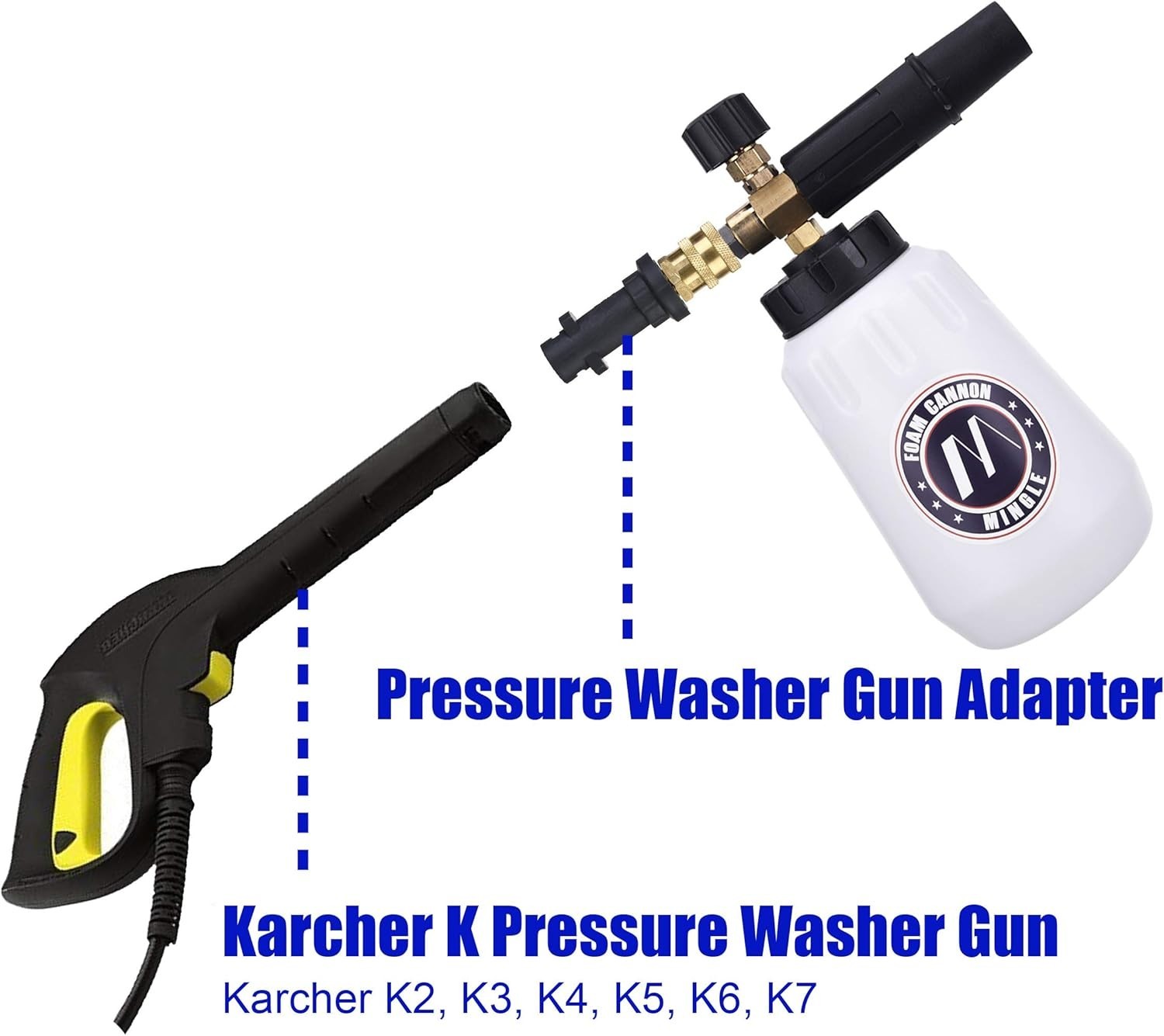 Foam Cannon, Compatible with Karcher K2, K3, K4, K5, K6, K7 Pressure Washer, wit