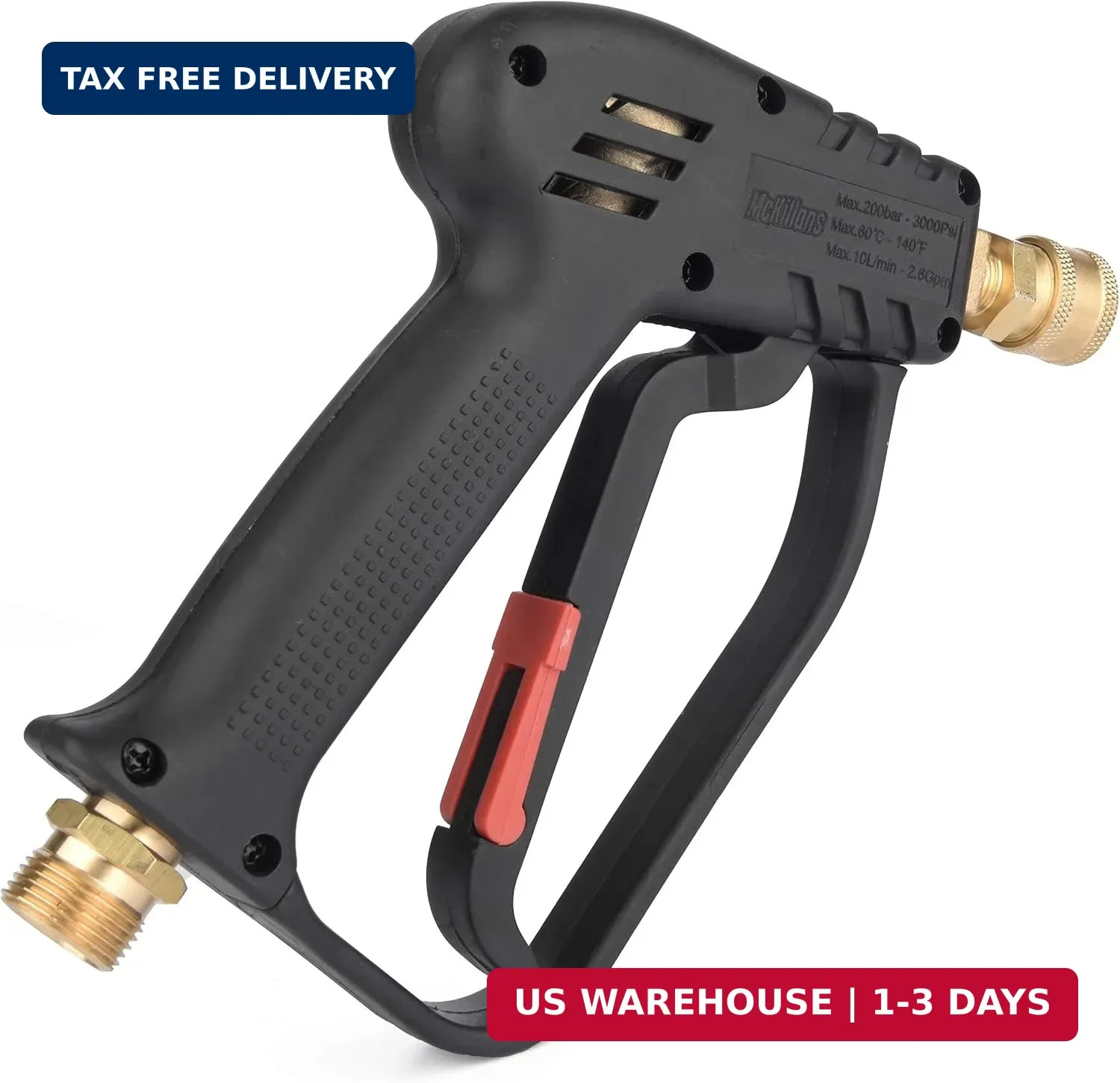 McKillans® Short Pressure Washer Gun with Replacement M22 Inlet – High Pressure