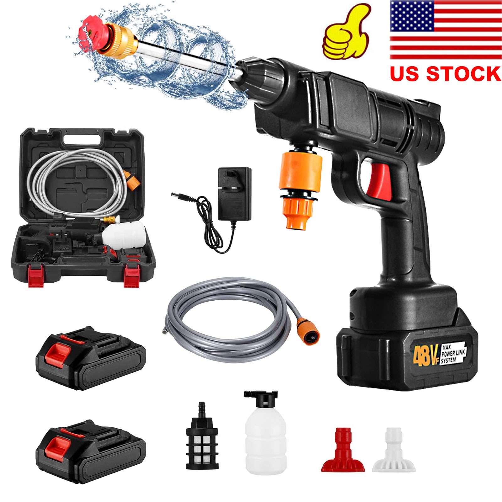 Portable Cordless Electric High Pressure Water Spray Gun Car Washer Cleaner Tool