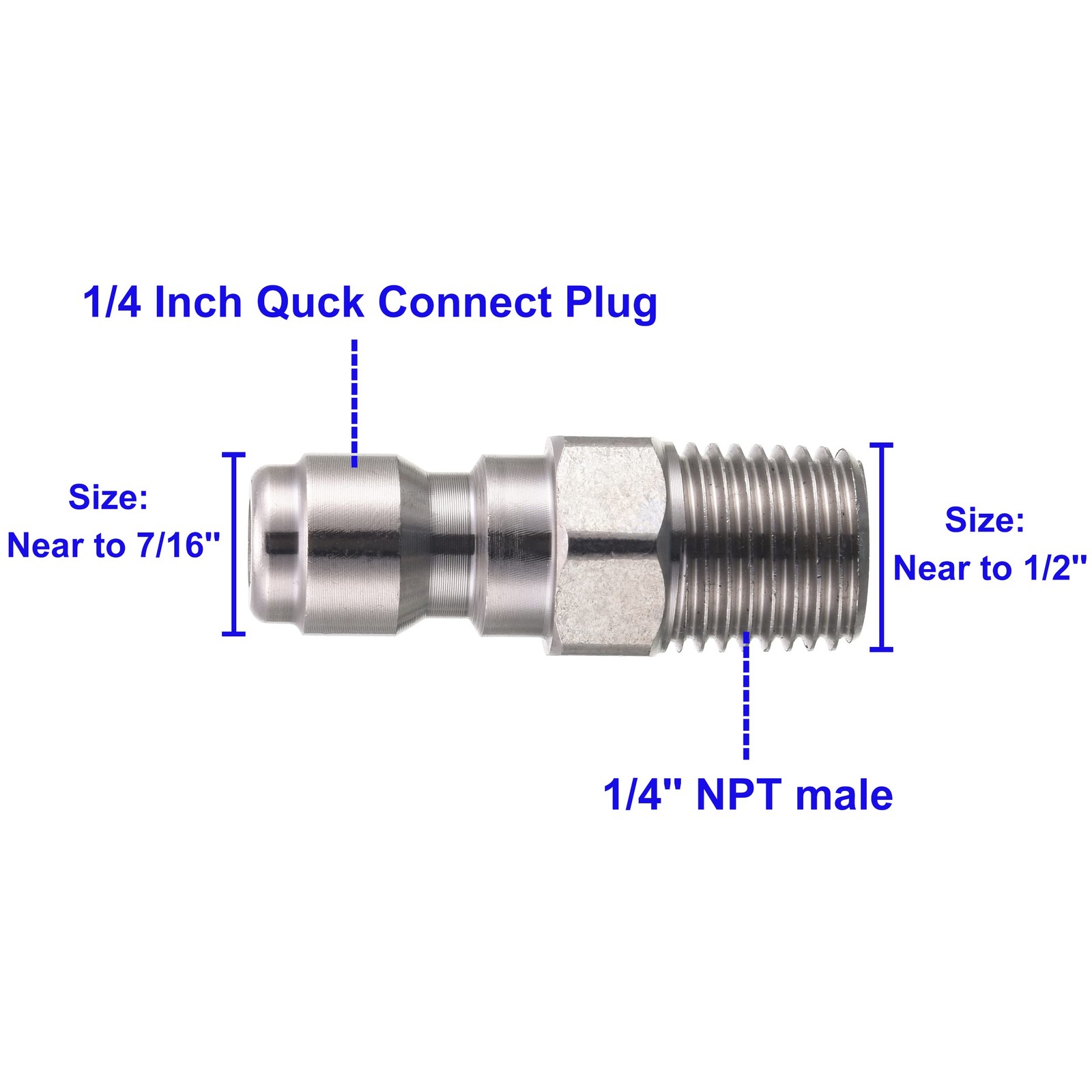 Pressure Washer Couplers, 1/4 Quick Connect Plug, NPT Fitting, 5000 PSI, 2 Pack