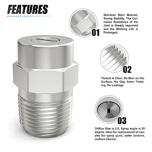 35° Surface Cleaner Tips 1/4″ NPT Male 2.5 Orifice 4000 PSI Nozzles – 10-Pack