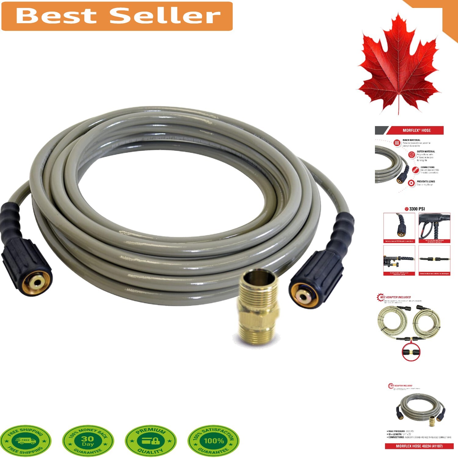 Lightweight 1/4-Inch x 25-Foot Hose with MorFlex Technology for Pressure Washers