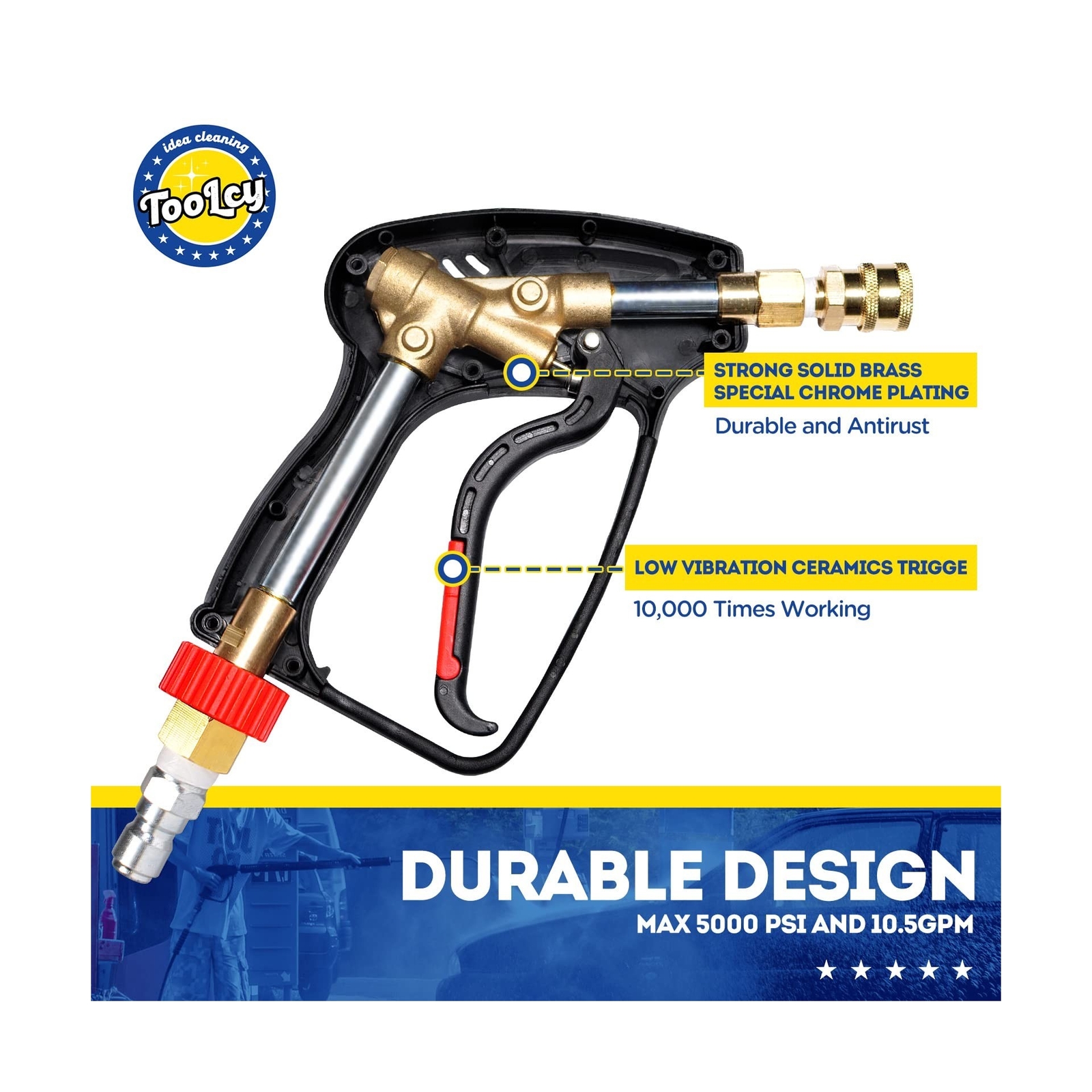 Pressure Washer Short Gun, Commercial 5000 PSI / 10.5 GPM with Nozzle Tips, 3…