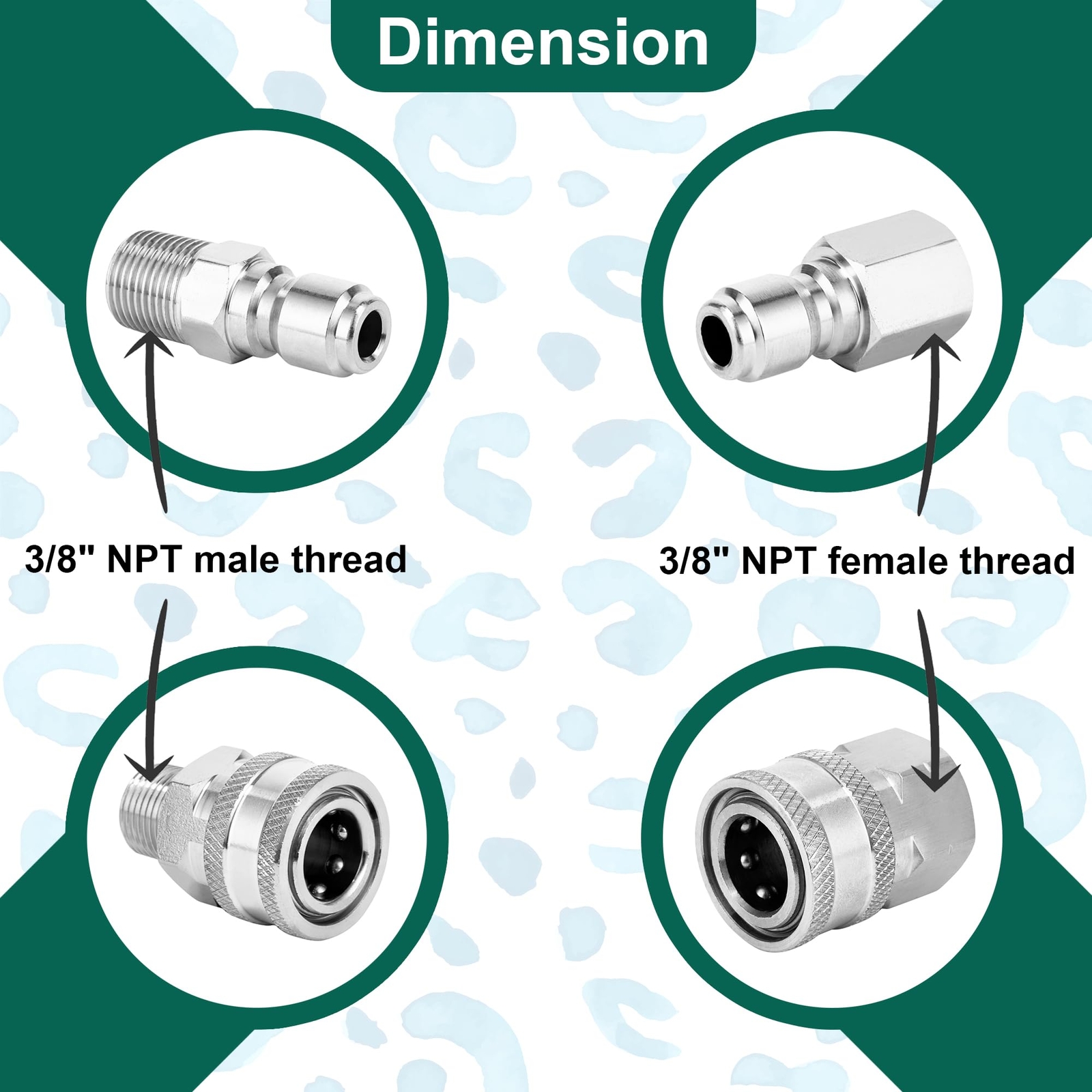 3/8 Inch Quick Connect Fittings Pressure Washer Quick Connect Kit Stainless Stee